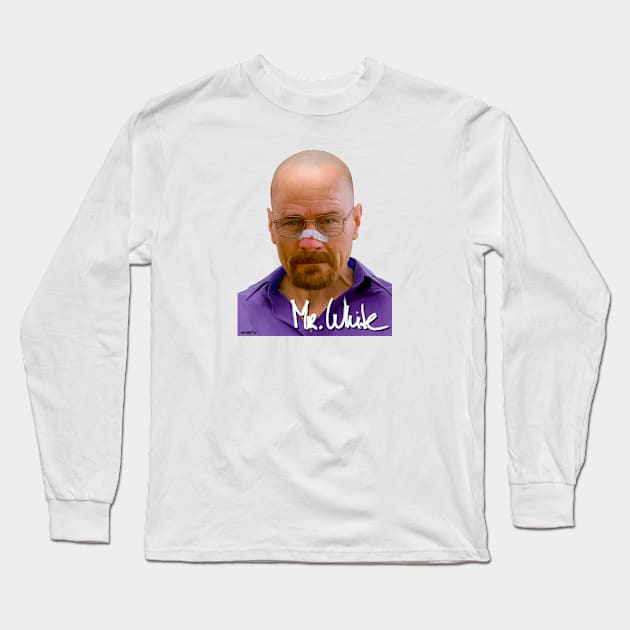 Breaking Bad - Mr White signed portrait Long Sleeve T-Shirt by Nonesz Workshop